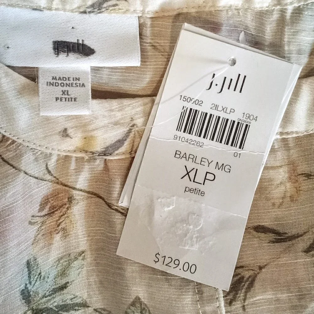 J. Jill Floral Sheer Linen Blend Barley MG Jacket NWT